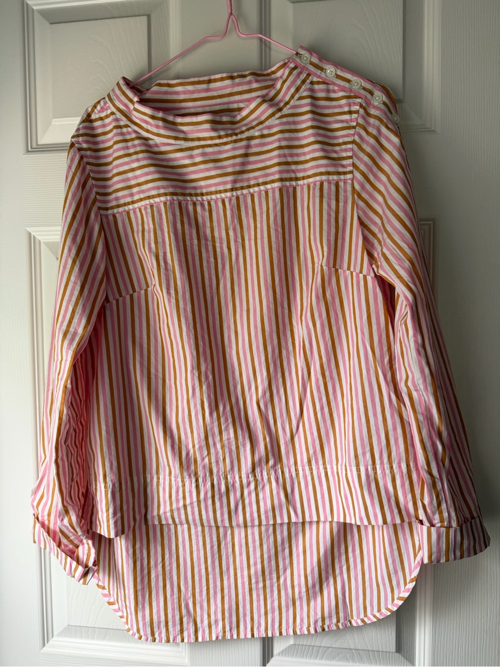 J Crew Pink & Brown Striped Top